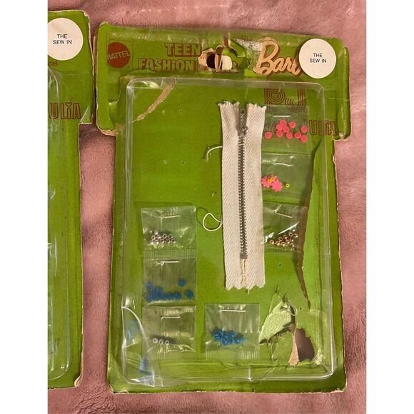 Vintage 1970 Mattel Barbie Teen Fashion Paks Bead Buttons zippers 2 packs Opened - Picture 5 of 8